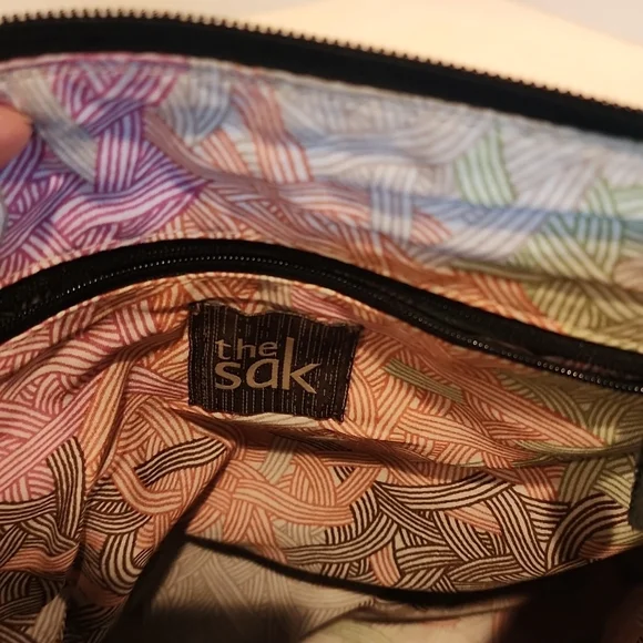 The Sak Dark Grey Leather Crossbody Purse Shoulder Bag - Picture 10 of 11